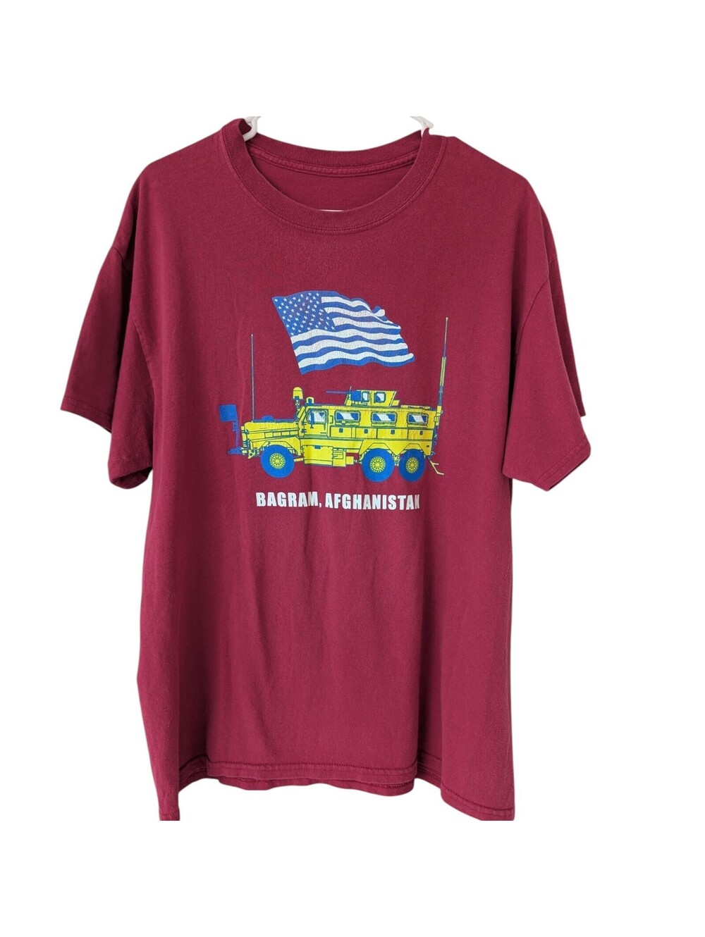 Vintage Y2K Bagram Afghanistan US Air Force Base Military Humvee Flag T-Shirt L
